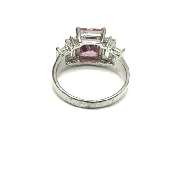 Sterling Silver Pink CZ Cocktail Ring Size 7 - Picture 8 of 12